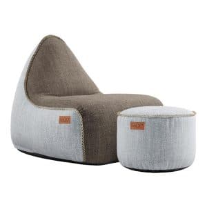 SACKit Cobana Lounge Chair og Pouf - Brun/hvid + Hvid