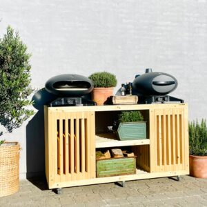 Luksus Grillbord med Dobbelt Gasflaskeskjuler | Nye traller | 65.5 cm / Uden Topplade / 215 cm