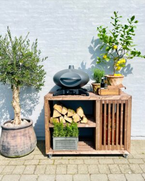Luksus Grillbord med Gasflaskeskjuler | Brunbejdset | 52.5 cm / Uden Topplade / 100 cm