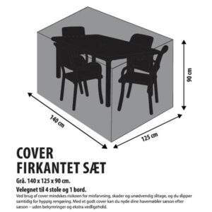 Da'core Overtræk rektangulært 140 cm grå