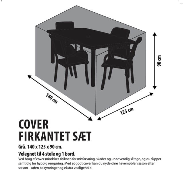Da'core Overtræk rektangulært 140 cm grå