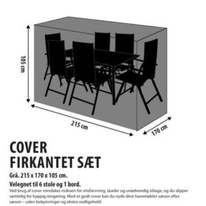 Da'core Overtræk rektangulært 215 cm grå